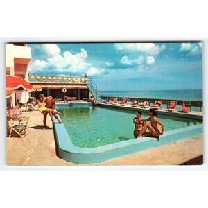 The Johnina Hotel Miami Beach Florida Swimming Pool Men Women Vintage 1950's
